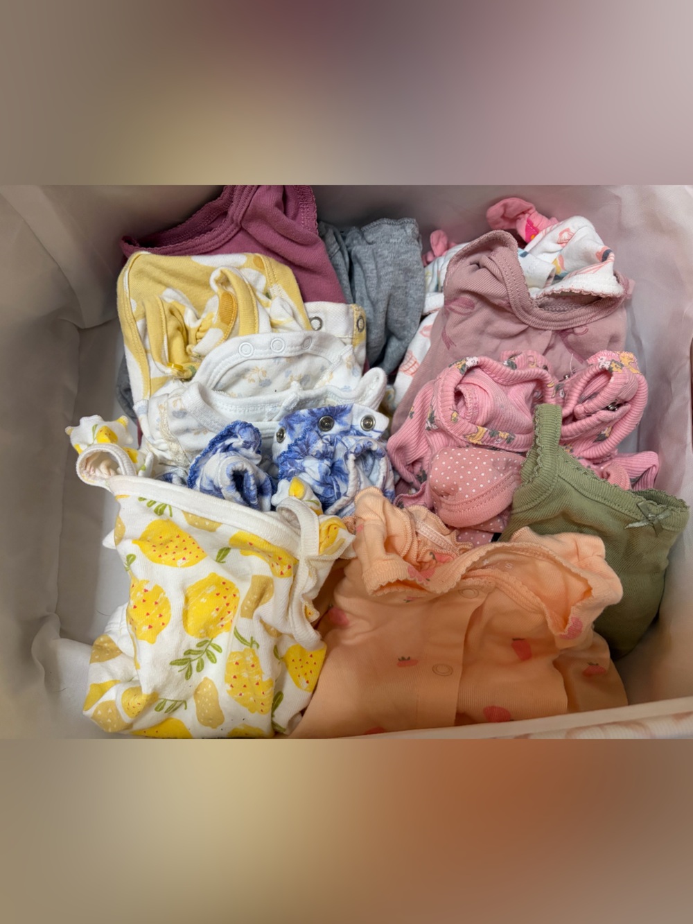 13 piece pack baby girl body suits 3-6 months in colors yellow, pink and more!